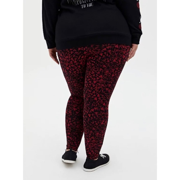 🆕 Red Black Heart Swirl Premium Leggings 2X 18 20 - Picture 3 of 5